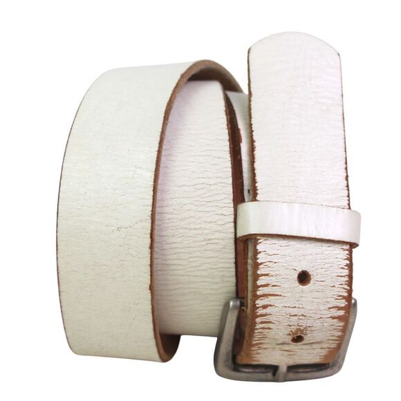 Mexico OFF WHITE GENUINE LEATHER 1 3/8"Wd CASUAL DRESS MEN'S BELT Sz 38 (Z3 - Picture 1 of 11